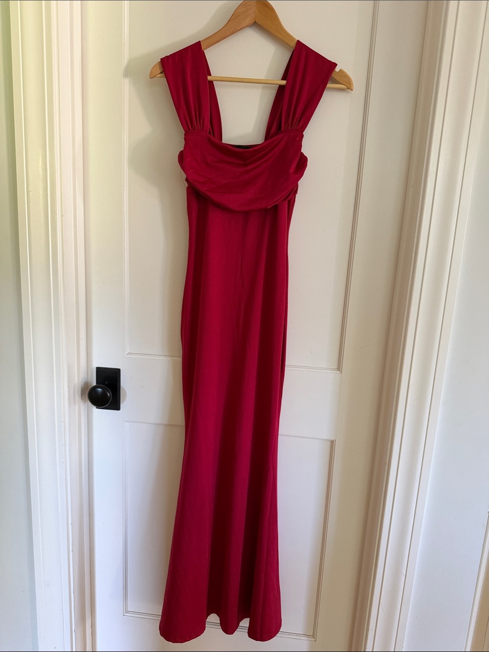 Cider Draped Maxi Dress in Deep Red